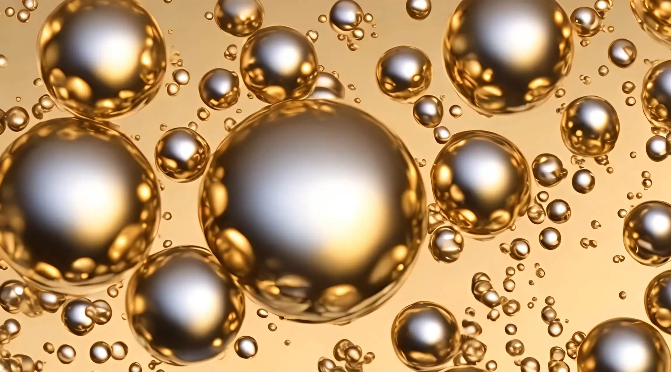 Golden Bubbles Floating in Liquid Motion Video